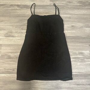 Zara Denim Black Mini Dress with Spaghetti Straps 98% Cotton Extra Large
